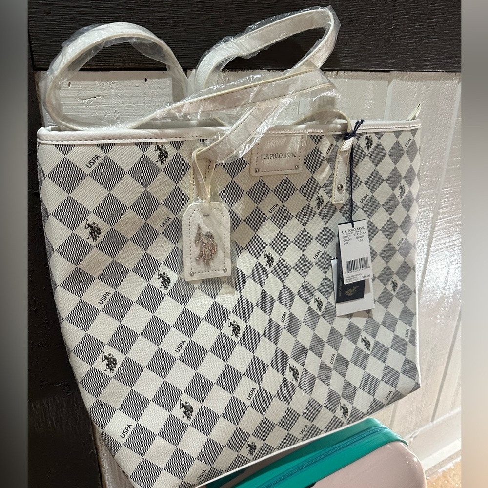 U.S. Polo Assn. Black and White Patterned Tote